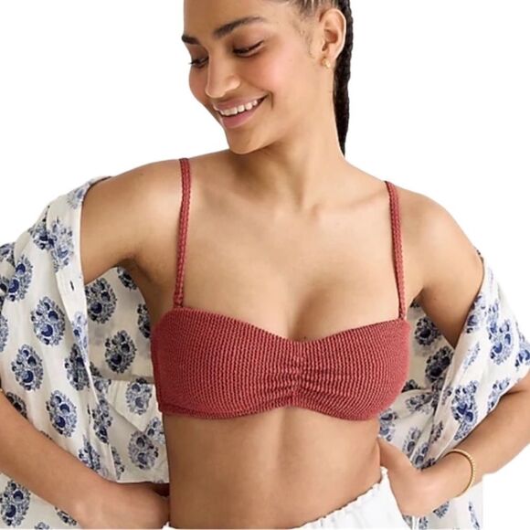 J Crew Chimney Brown Red Textured Convertible Strap Bikini Top Sz 3X NWT - Picture 15 of 16